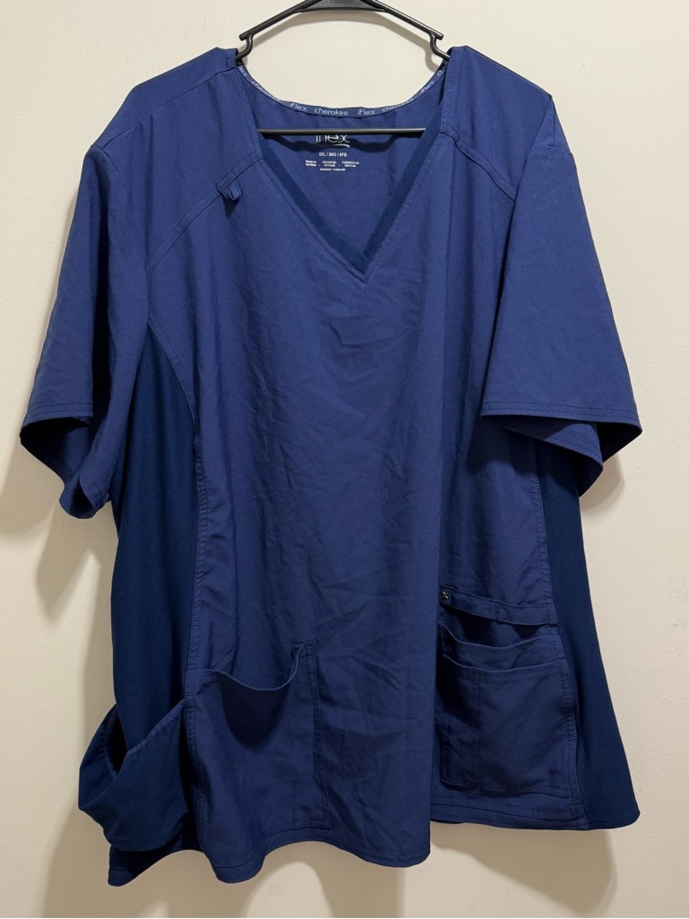 Womens Cherokee iflex Scrub Top Shirt Size 5X Short Sleeve Navy